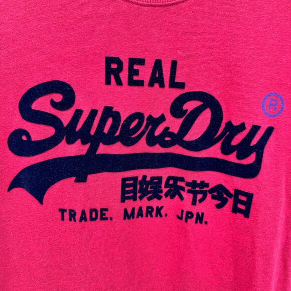 Superdry T-Shirt Mens Medium Red Short Sleeve Varsity Logo Front 03 Back Tee - Picture 4 of 9